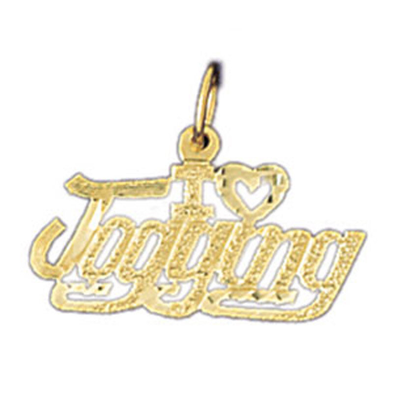 I Love Jogging Pendant Necklace Charm Bracelet in Yellow, White or Rose Gold 10793