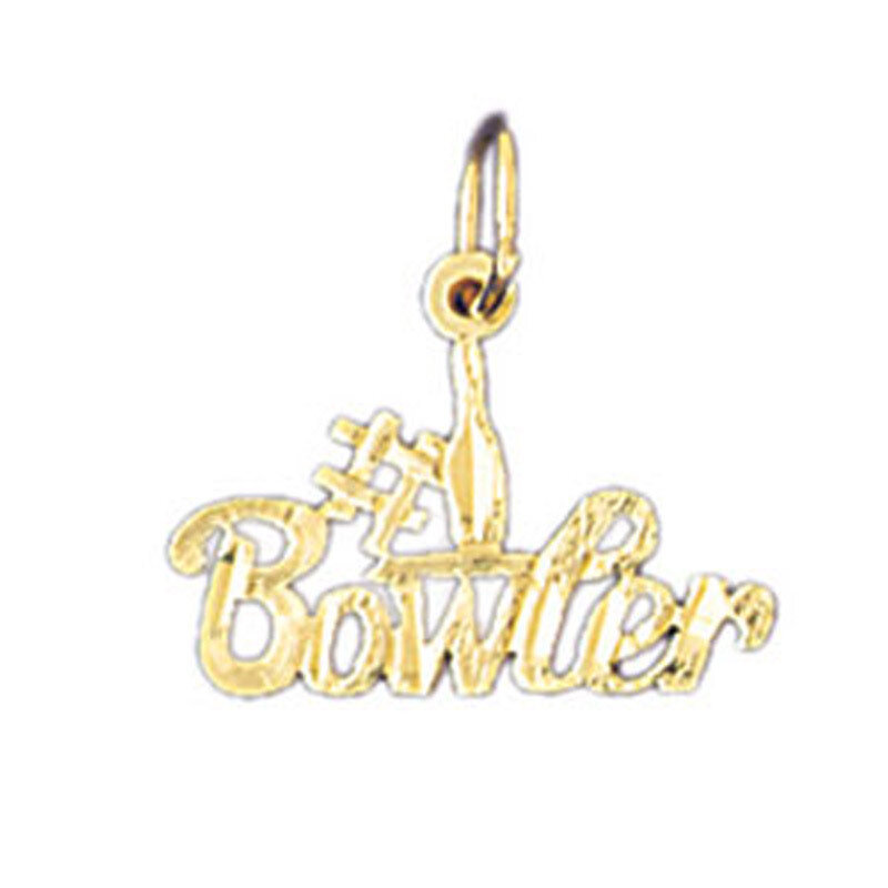 #1 Bowler Pendant Necklace Charm Bracelet in Yellow, White or Rose Gold 10798