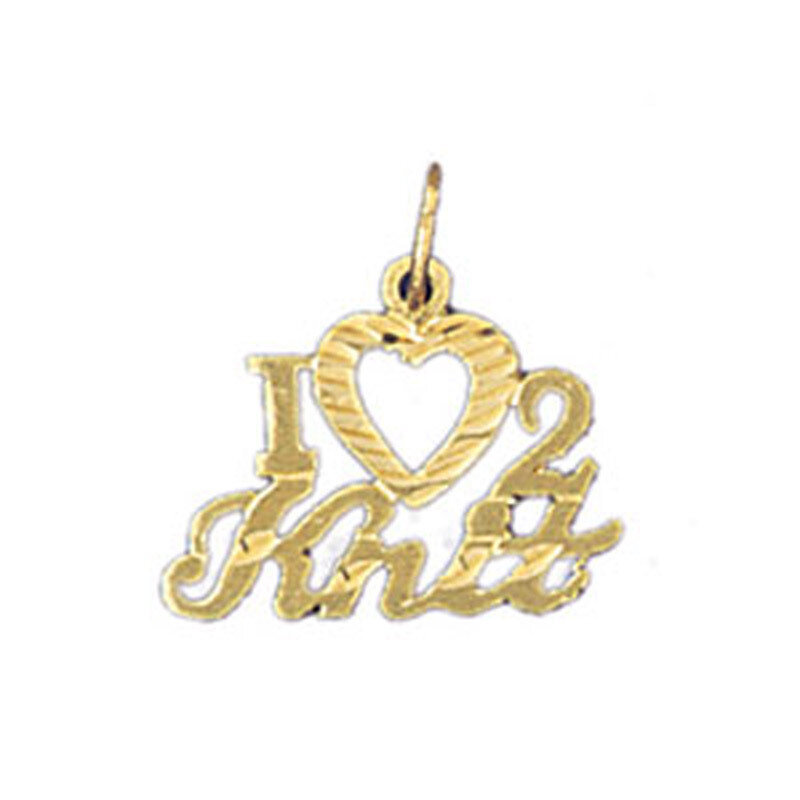 I Love Knit Pendant Necklace Charm Bracelet in Yellow, White or Rose Gold 10806