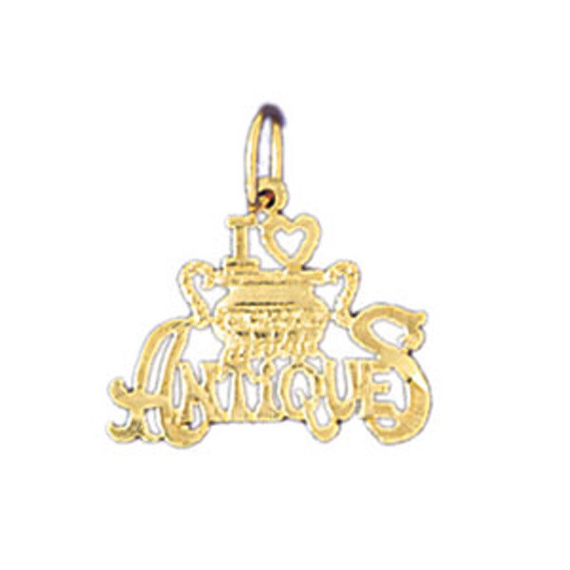 I Love Antiques Pendant Necklace Charm Bracelet in Yellow, White or Rose Gold 10807
