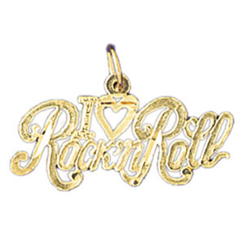 I Love Rock'Nroll Pendant Necklace Charm Bracelet in Yellow, White or Rose Gold 10811