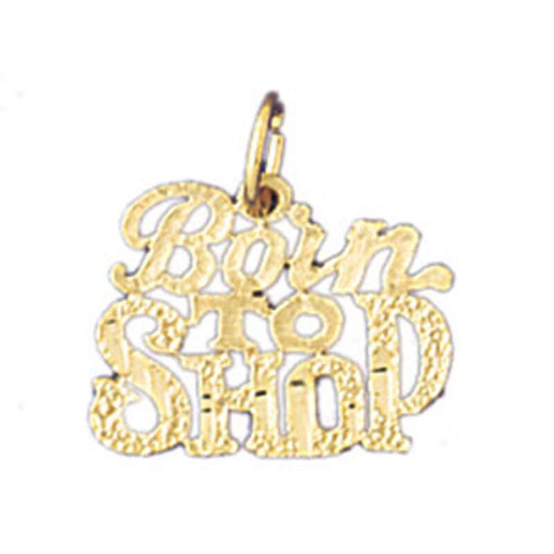 Born To Shop Pendant Necklace Charm Bracelet in Yellow, White or Rose Gold 10821