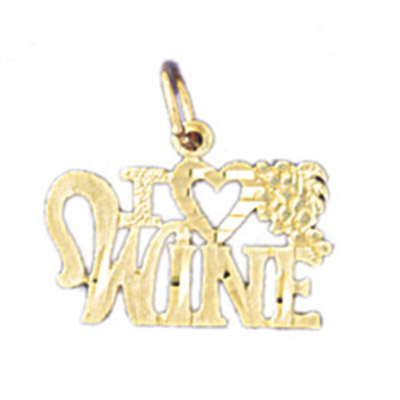 I Love Wine Pendant Necklace Charm Bracelet in Yellow, White or Rose Gold 10826