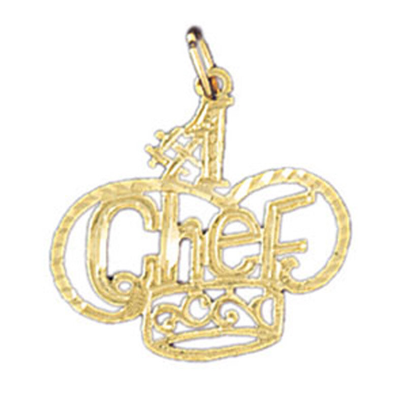 #1 Chef Pendant Necklace Charm Bracelet in Yellow, White or Rose Gold 10830