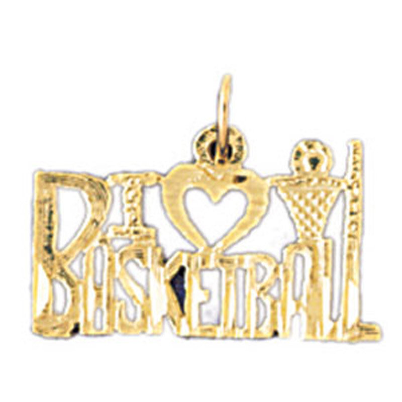 I Love Basketball Pendant Necklace Charm Bracelet in Yellow, White or Rose Gold 10846