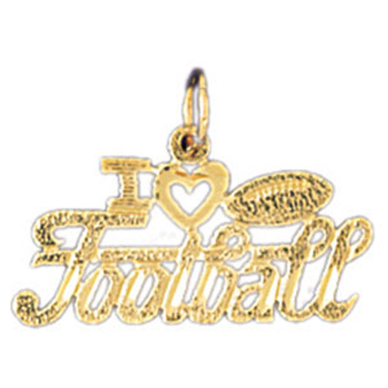 I Love Football Pendant Necklace Charm Bracelet in Yellow, White or Rose Gold 10847