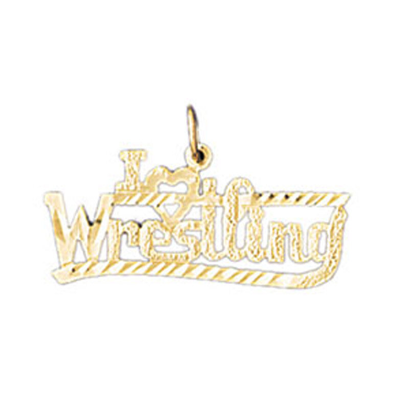 I Love Wrestling Pendant Necklace Charm Bracelet in Yellow, White or Rose Gold 10850