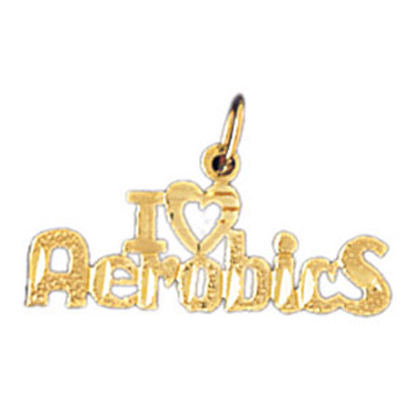 I Love Aerobics Pendant Necklace Charm Bracelet in Yellow, White or Rose Gold 10854