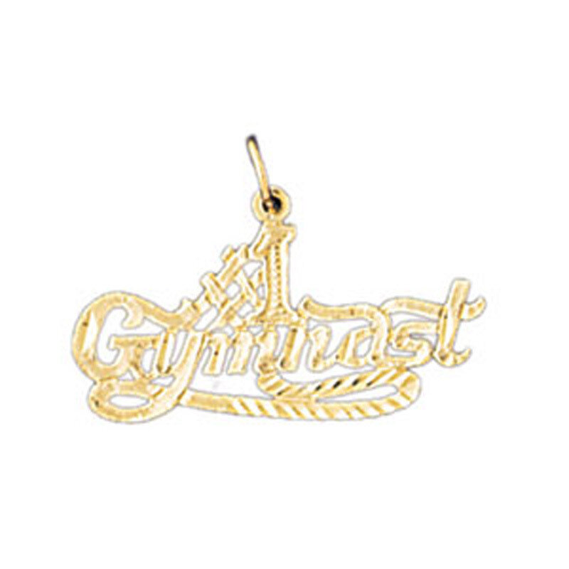 #1 Gymnast Pendant Necklace Charm Bracelet in Yellow, White or Rose Gold 10855