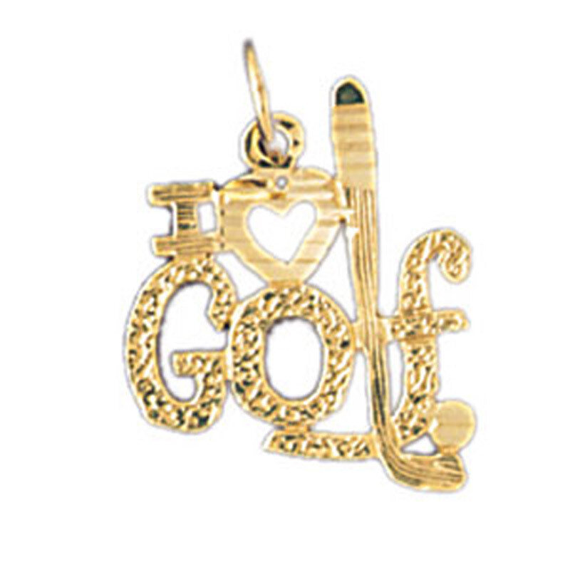 I Love Golf Pendant Necklace Charm Bracelet in Yellow, White or Rose Gold 10857