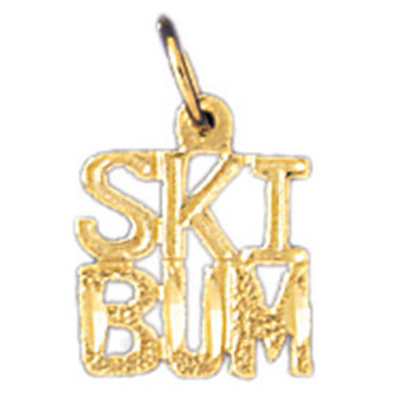 Ski Bum Pendant Necklace Charm Bracelet in Yellow, White or Rose Gold 10863