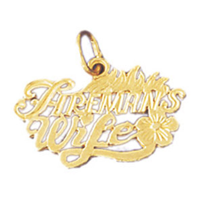 Firemans Wife Pendant Necklace Charm Bracelet in Yellow, White or Rose Gold 10878