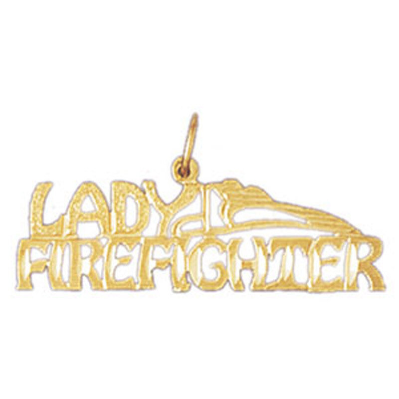 Lady Firefighter Pendant Necklace Charm Bracelet in Yellow, White or Rose Gold 10882