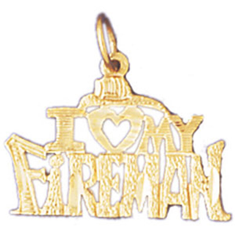 Dazzlers Jewelry I Love My Fireman Pendant Necklace Charm Bracelet in Yellow, White or Rose Gold 10…