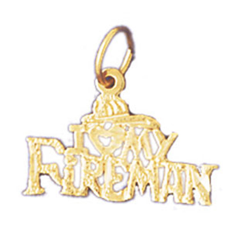 I Love My Fireman Pendant Necklace Charm Bracelet in Yellow, White or Rose Gold 10884