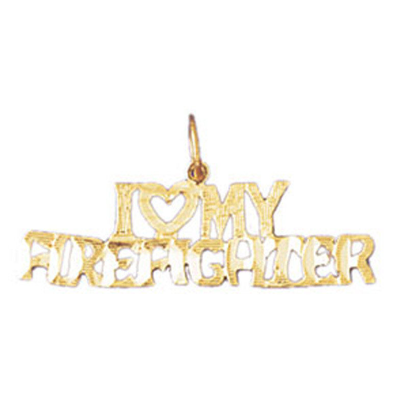 I Love My Firefighter Pendant Necklace Charm Bracelet in Yellow, White or Rose Gold 10886