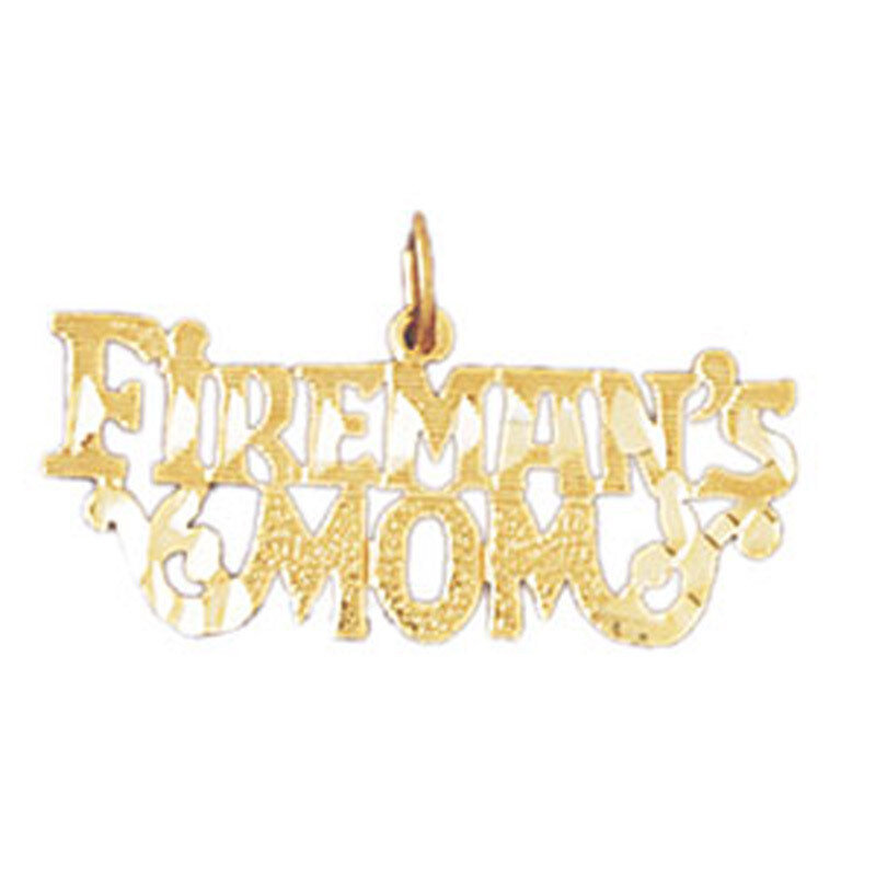 Fireman'S Mom Pendant Necklace Charm Bracelet in Yellow, White or Rose Gold 10887