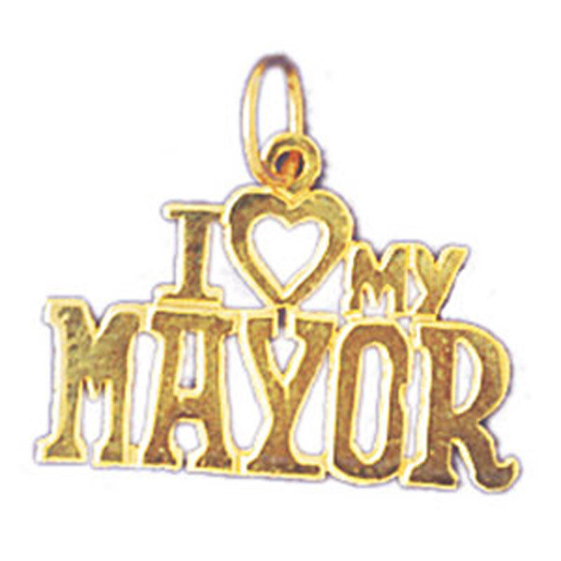 I Love My Mayor Pendant Necklace Charm Bracelet in Yellow, White or Rose Gold 10891
