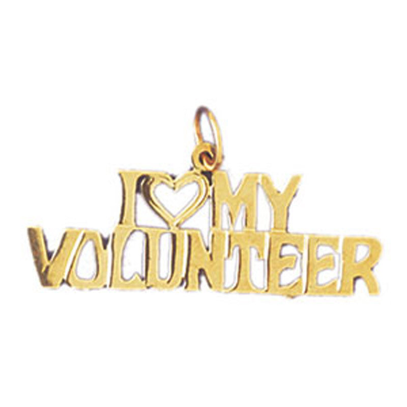 I Love My Volunteer Pendant Necklace Charm Bracelet in Yellow, White or Rose Gold 10893
