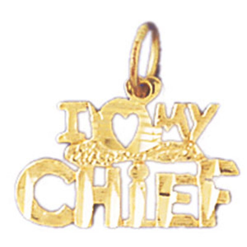 I Love My Chief Pendant Necklace Charm Bracelet in Yellow, White or Rose Gold 10896