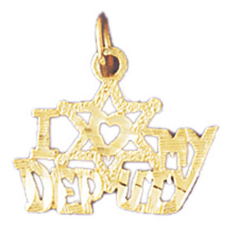 I Love My Deputy Pendant Necklace Charm Bracelet in Yellow, White or Rose Gold 10897
