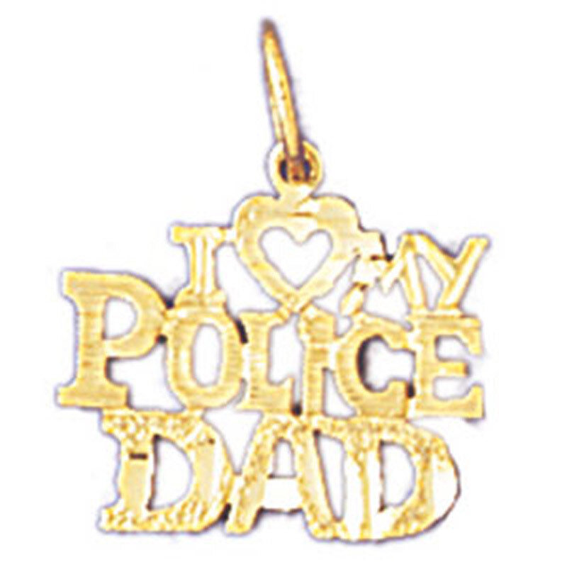 I Love My Police Dad Pendant Necklace Charm Bracelet in Yellow, White or Rose Gold 10924