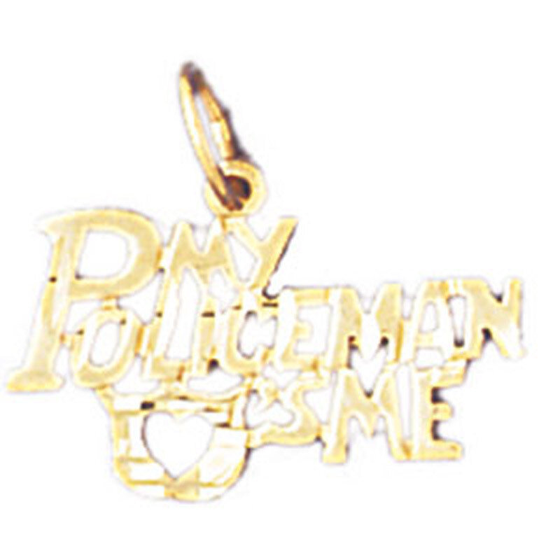 My Policeman'S Loves Me Pendant Necklace Charm Bracelet in Yellow, White or Rose Gold 10935