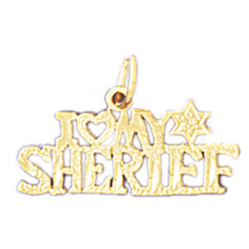 I Love My Sheriff Pendant Necklace Charm Bracelet in Yellow, White or Rose Gold 10941