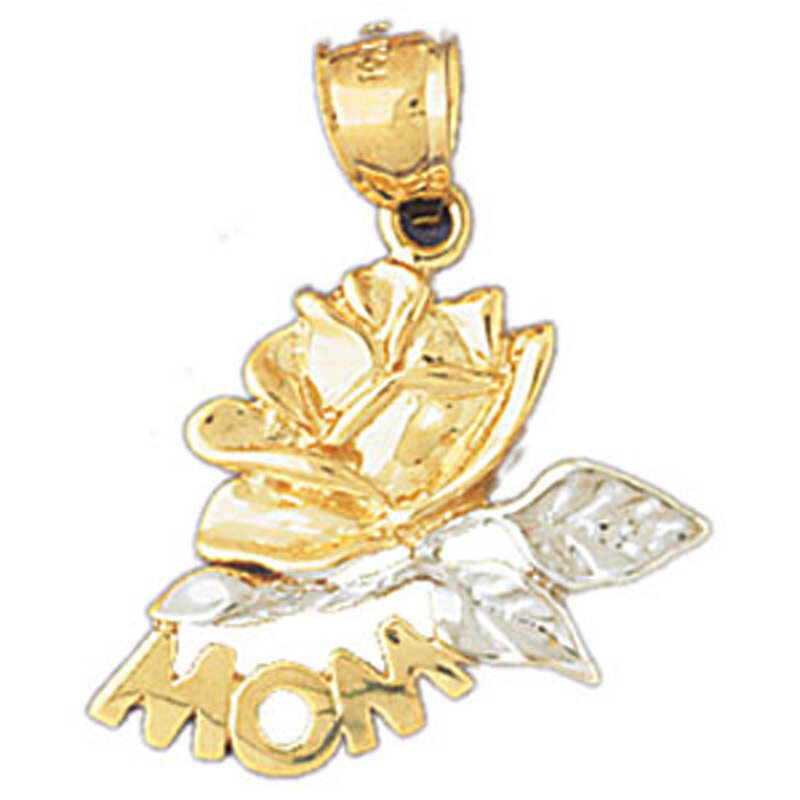 Mom Pendant Necklace Charm Bracelet in Yellow, White or Rose Gold 10960