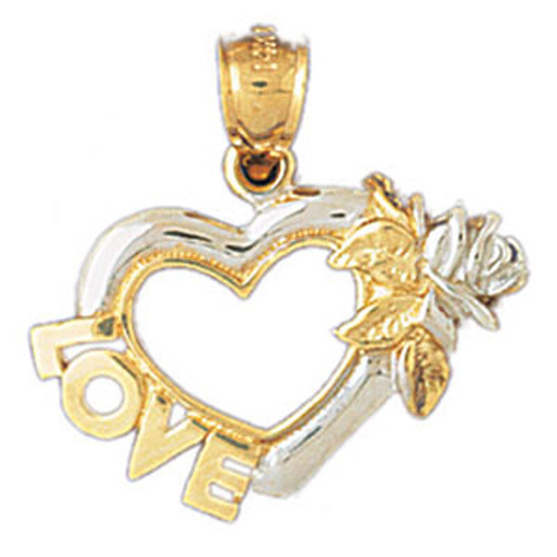 Love Pendant Necklace Charm Bracelet in Yellow, White or Rose Gold 10965