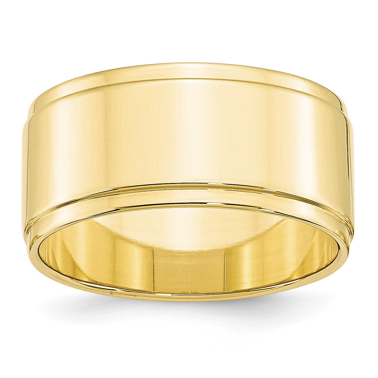 10mm Flat with Step Edge Band 10k Yellow Gold 1FLE100 Engravable