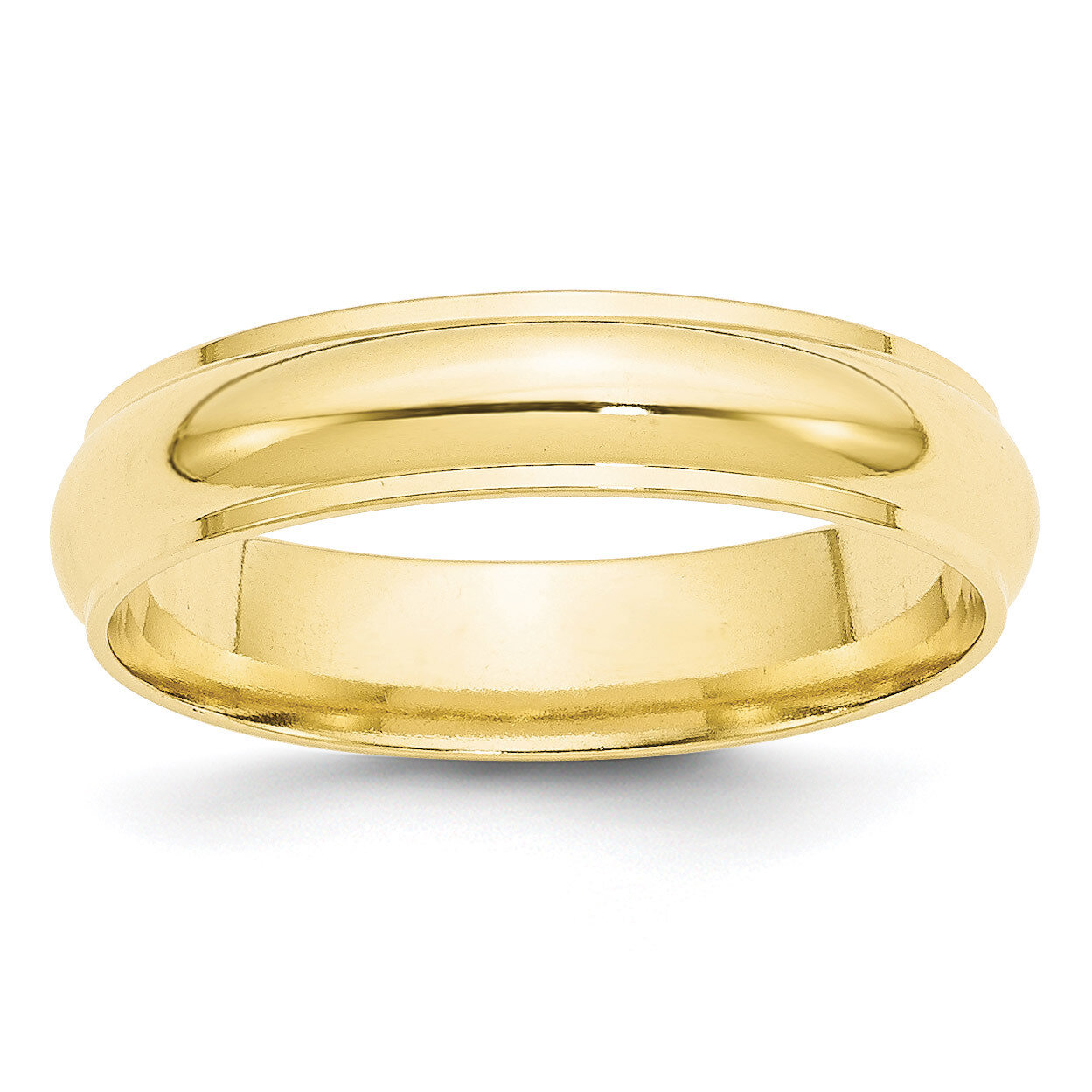 5mm Half Round with Edge Band 10k Yellow Gold 1HRE050 Engravable