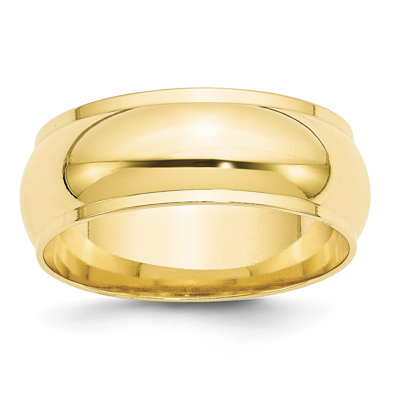 8mm Half Round with Edge Band 10k Yellow Gold 1HRE080 Engravable