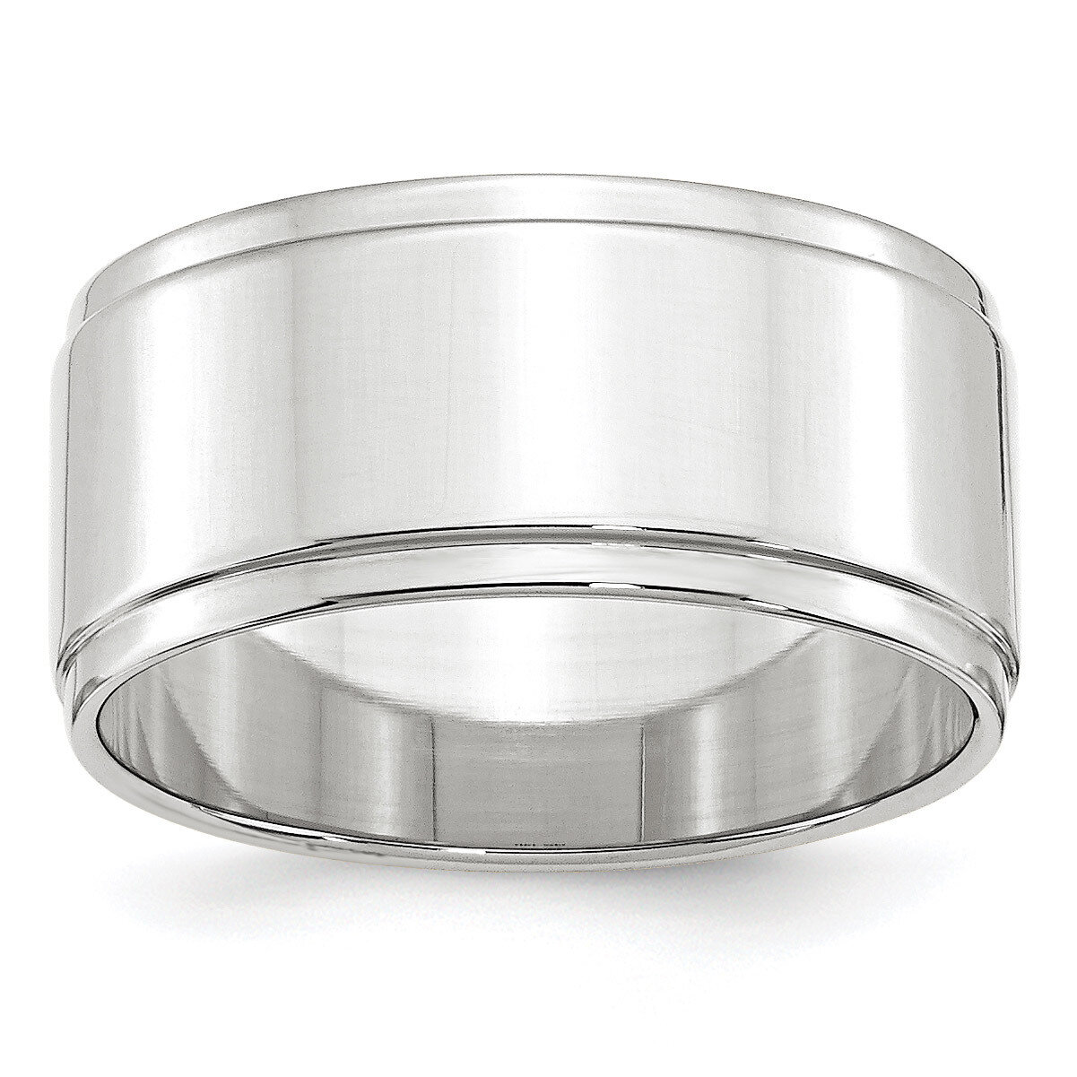 10mm Flat with Step Edge Band 10k White Gold WFLE100 Engravable