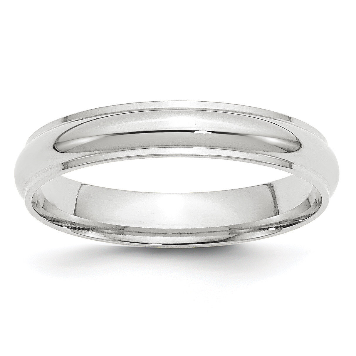 4mm Half Round with Edge Band 10k White Gold WHRE040 Engravable