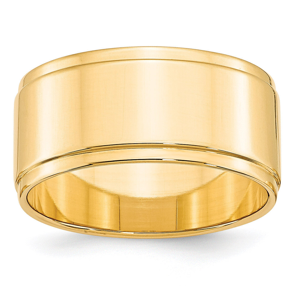 10mm Flat with Step Edge Band 14k Yellow Gold FLE100 Engravable