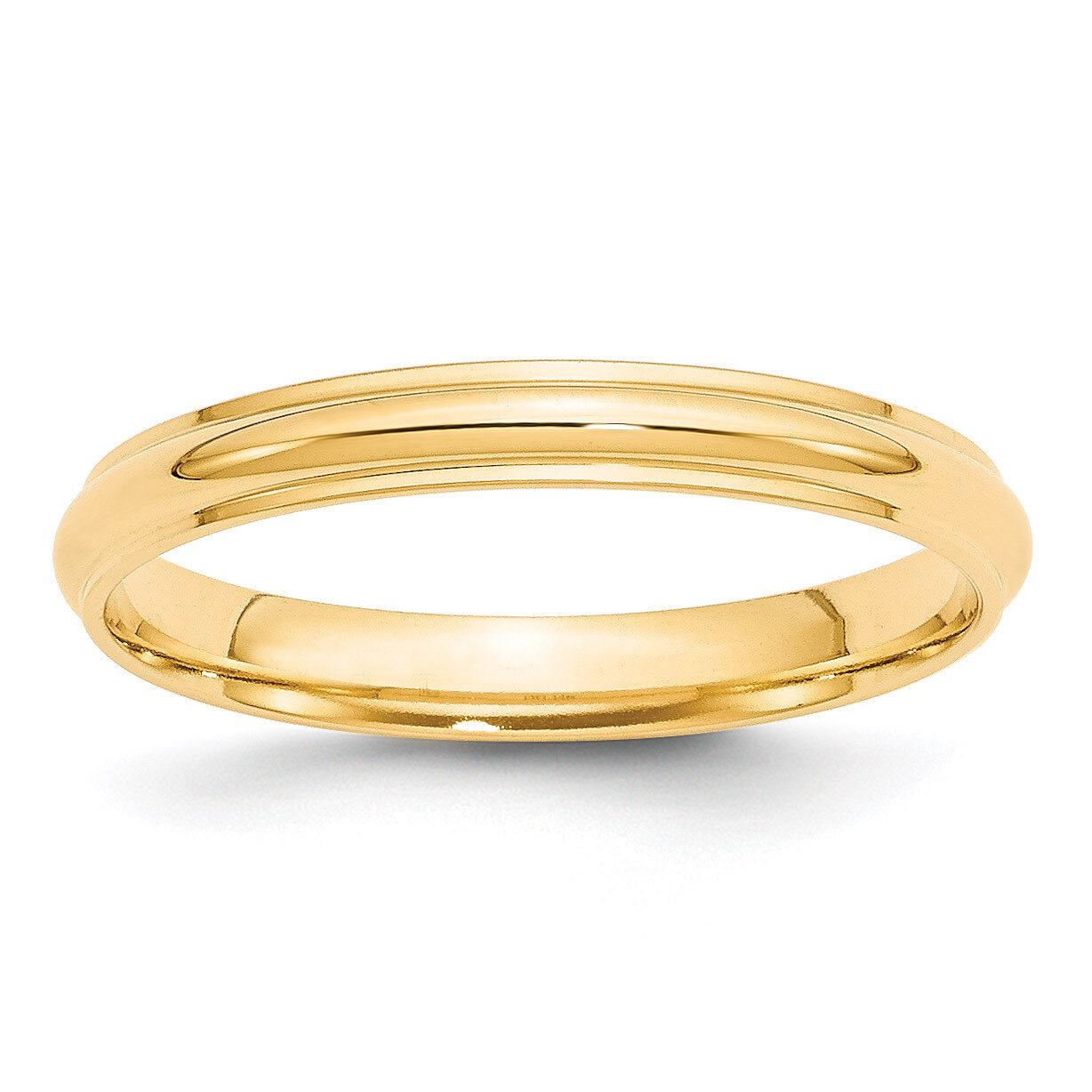 3mm Half Round with Edge Band 14k Yellow Gold HRE030 Engravable
