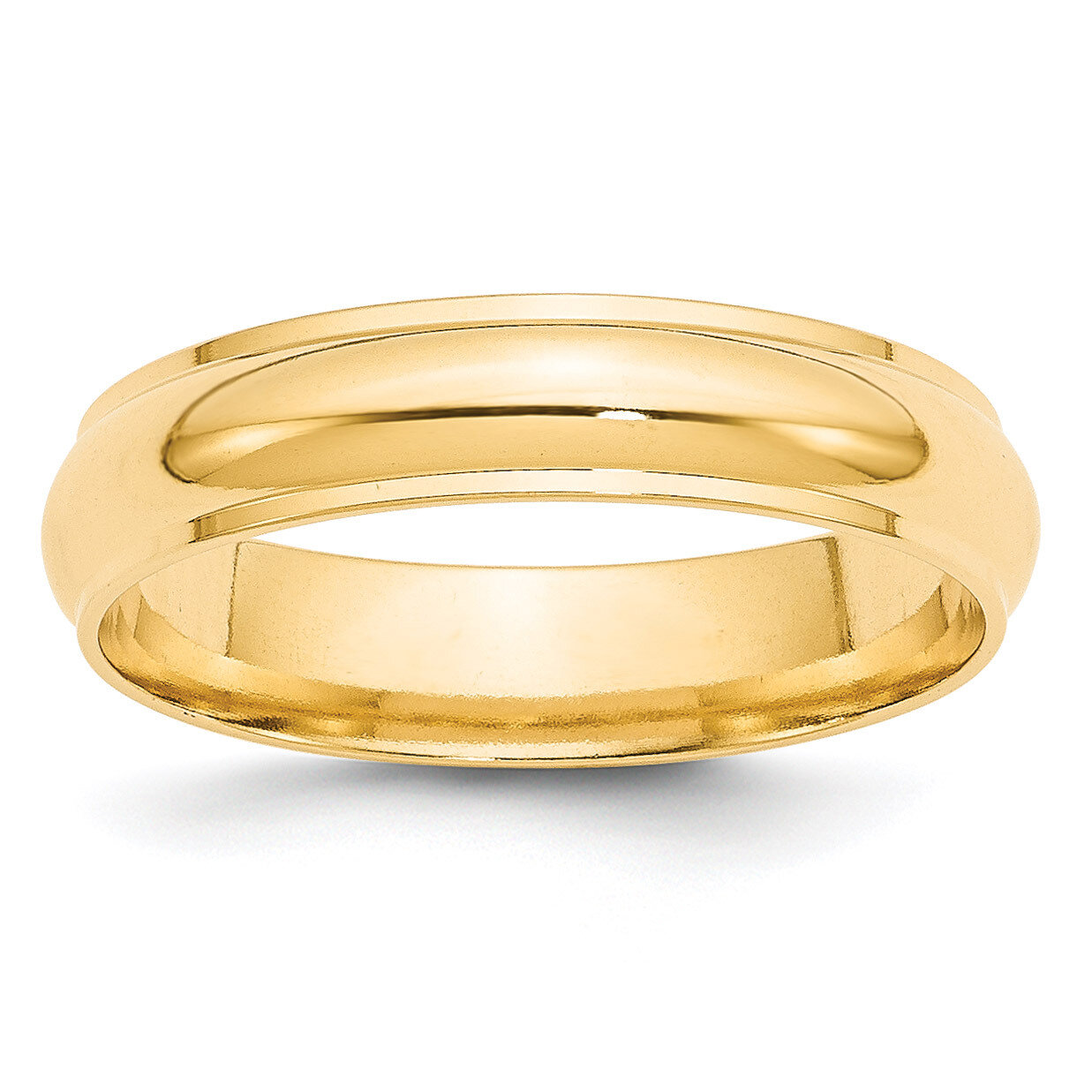 5mm Half Round with Edge Band 14k Yellow Gold HRE050 Engravable