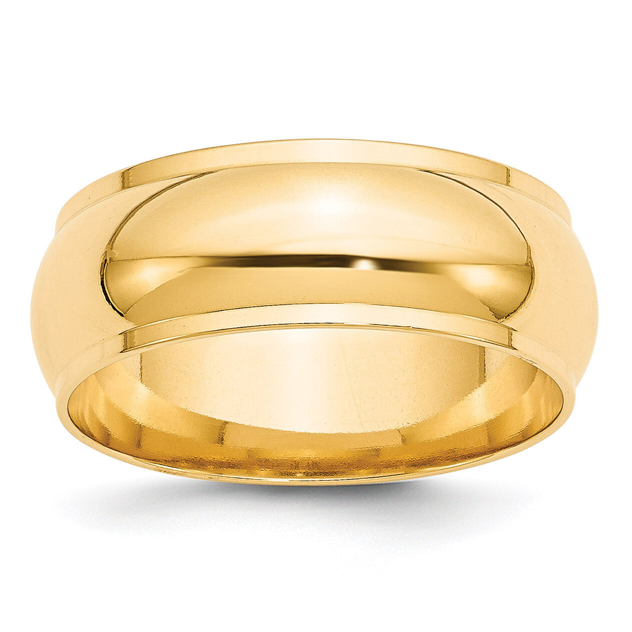 8mm Half Round with Edge Band 14k Yellow Gold HRE080 Engravable, MPN: HRE080, 886774485164