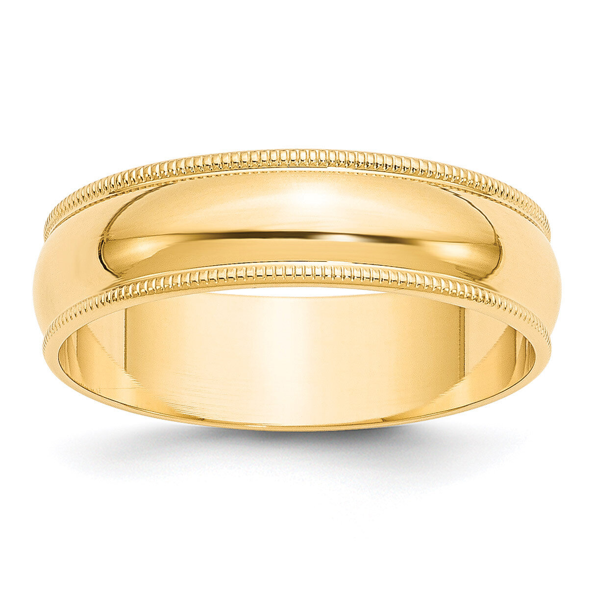 6mm Lightweight Milgrain Half Round Band 14k Yellow Gold ML060 Engravable, MPN: ML060, 886774489469