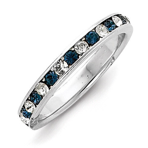 Blue &amp; White CZ Diamond Eternity Band Sterling Silver QWAB12, MPN: QWAB12, 883957259314