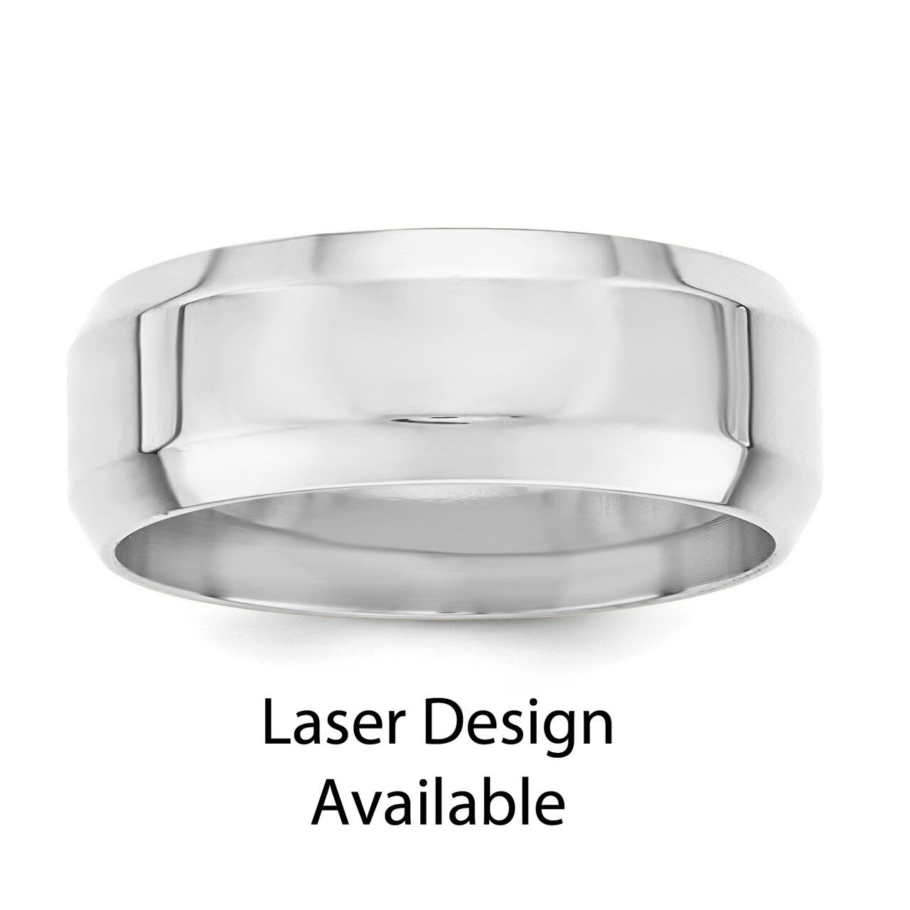8mm Bevel Edge Sterling Silver Lasered Design QWB102, MPN: QWB102, 886774540665