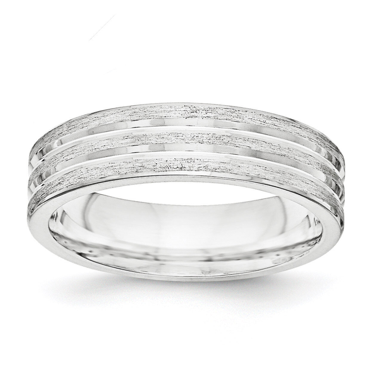 6mm Brushed Fancy Band Sterling Silver QWB108B Engravable, MPN: QWB108B, 886774329673