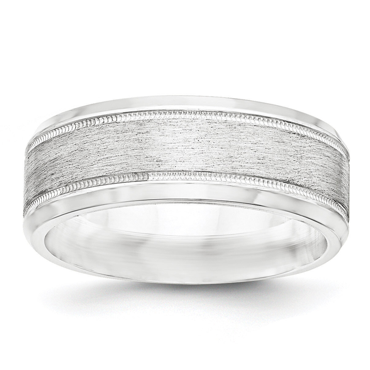 8mm Brushed Fancy Band Sterling Silver QWB113B Engravable, MPN: QWB113B, 886774330211