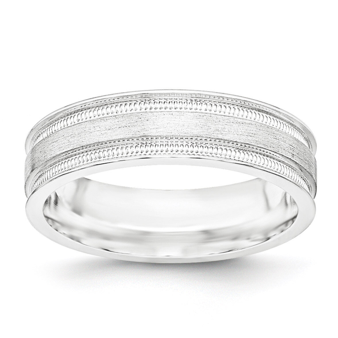 6mm Brushed Fancy Band Sterling Silver QWB114B Engravable, MPN: QWB114B, 886774330532