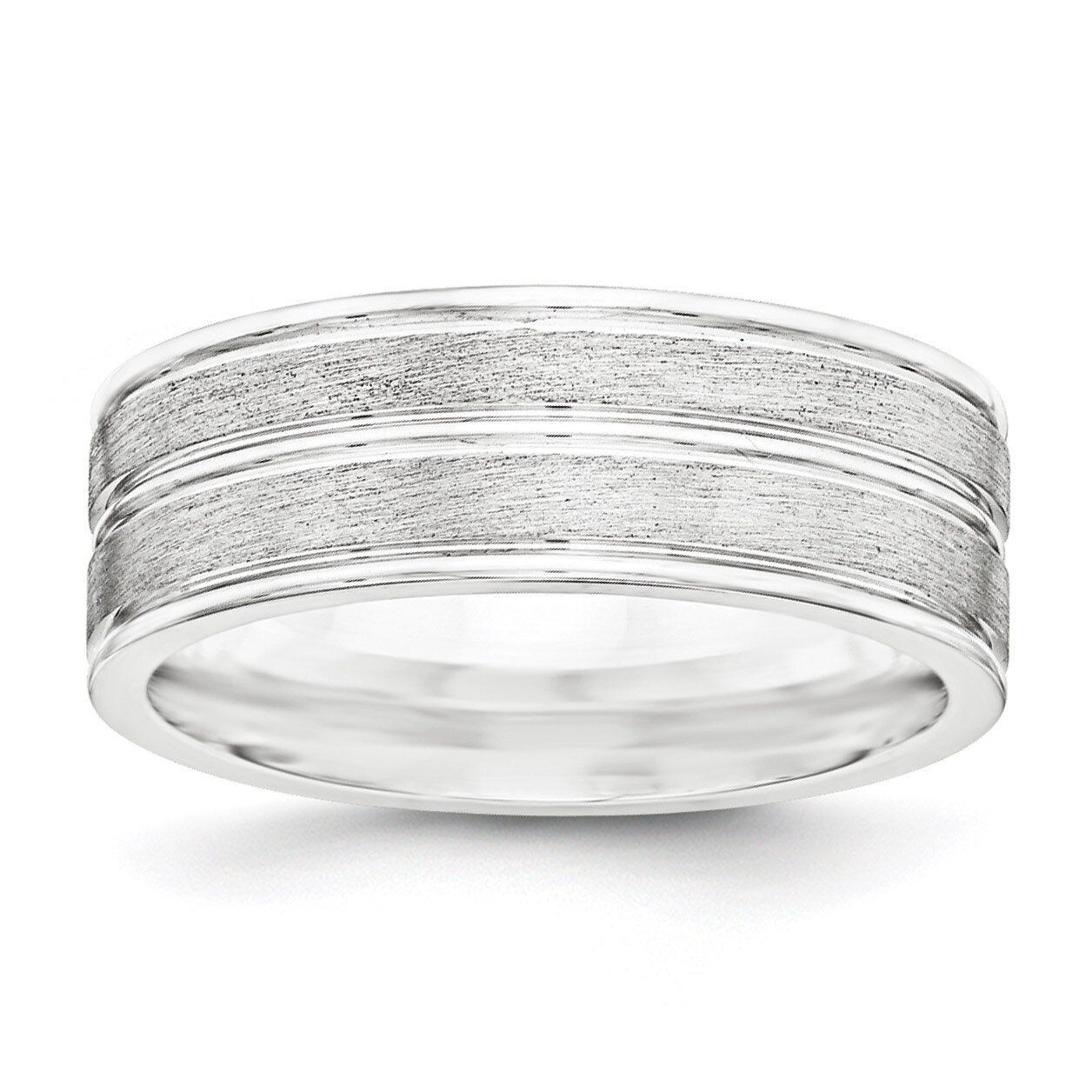 8mm Brushed Fancy Band Sterling Silver QWB115B Engravable, MPN: QWB115B, 886774330754