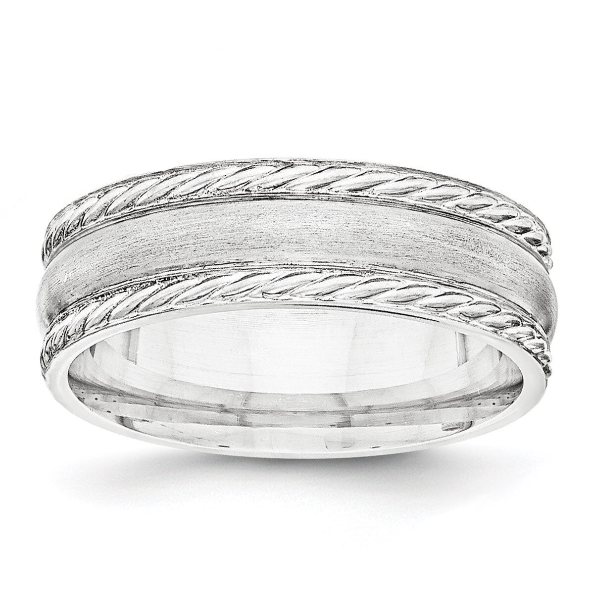 6mm Brushed Fancy Band Sterling Silver QWB116B Engravable, MPN: QWB116B, 886774334707