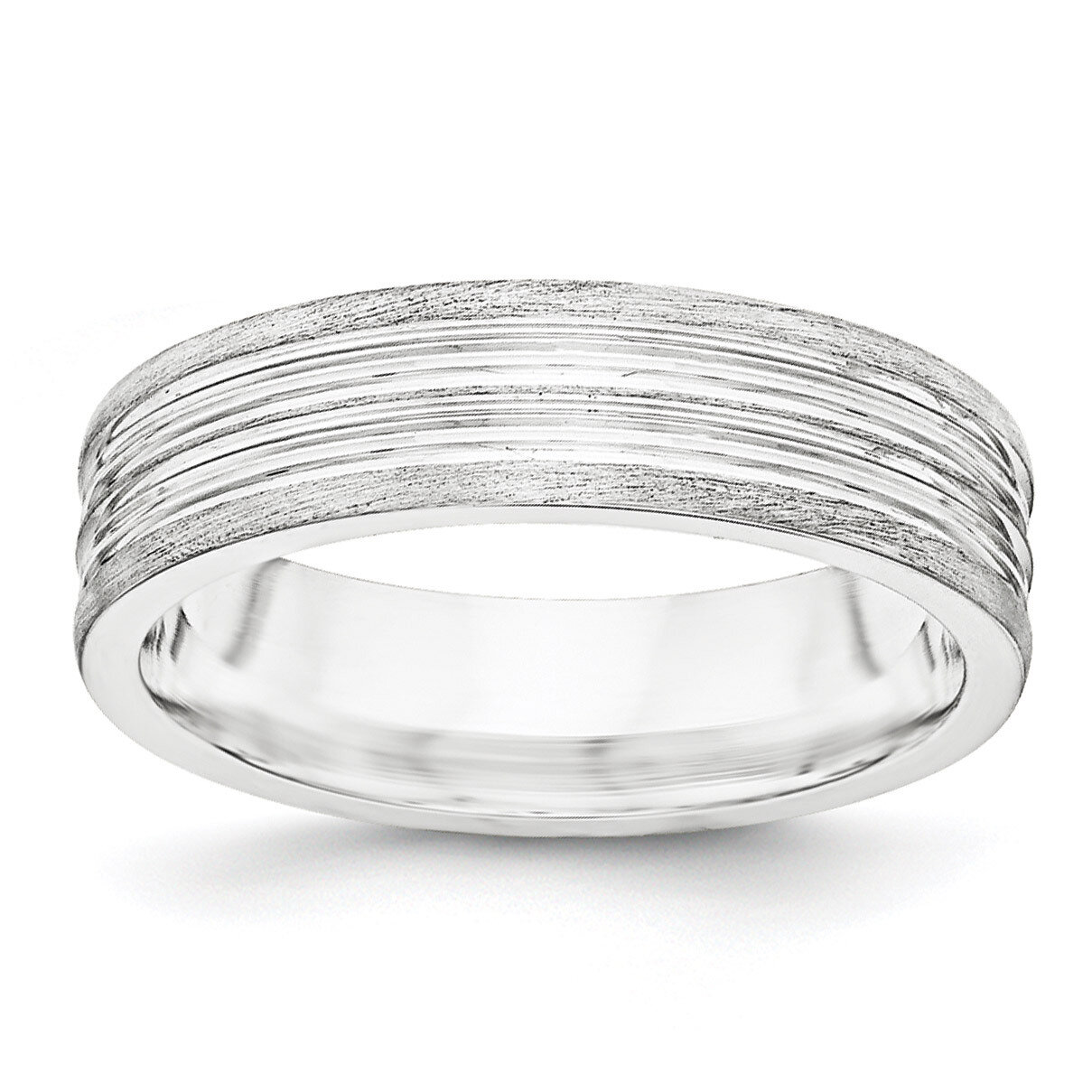 6mm Brushed Fancy Band Sterling Silver QWB118B Engravable, MPN: QWB118B, 886774331324