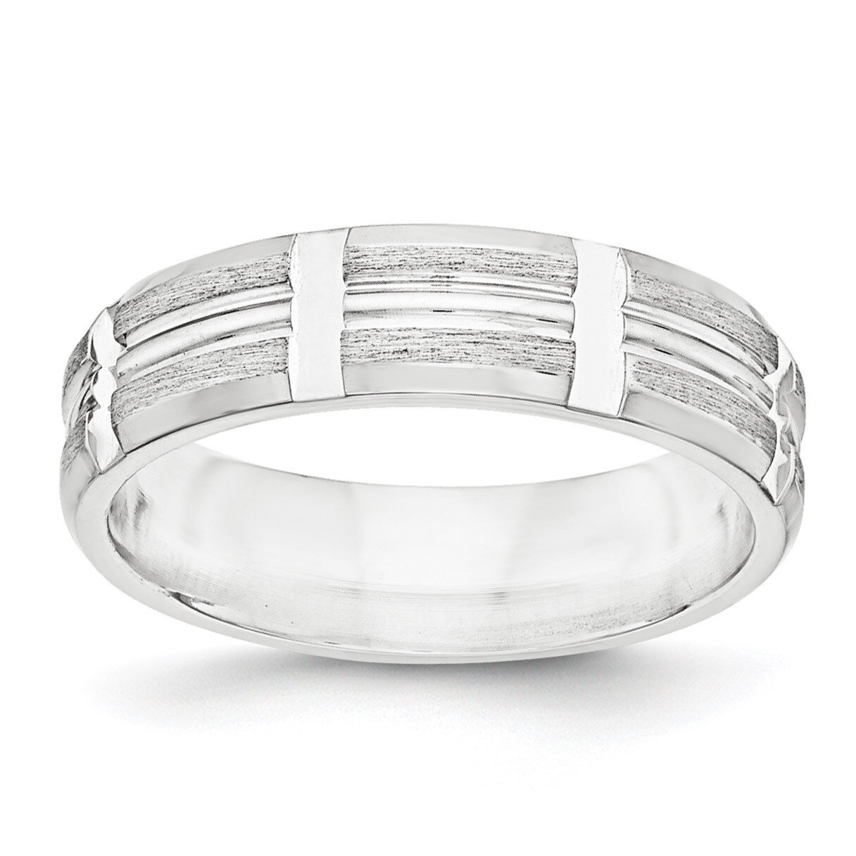 7mm Brushed Fancy Band Sterling Silver QWB122B Engravable, MPN: QWB122B, 886774335285