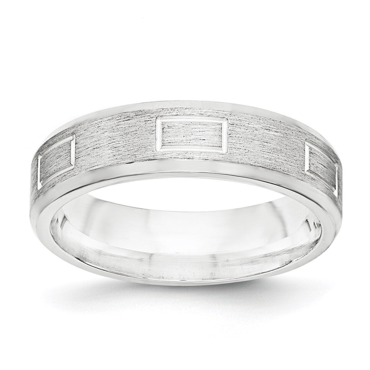 6mm Brushed Fancy Band Sterling Silver QWB124B Engravable, MPN: QWB124B, 886774335513